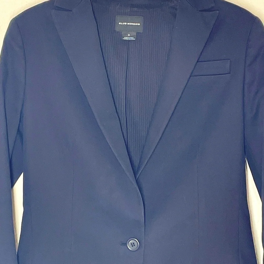 Club Monaco blazer black sz 2 stretch cotton spandex blend